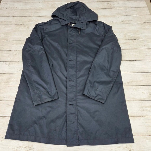 Ben Sherman Mens Navy Blue Hooded Parka Jacket Full Zip Button Front Coat L